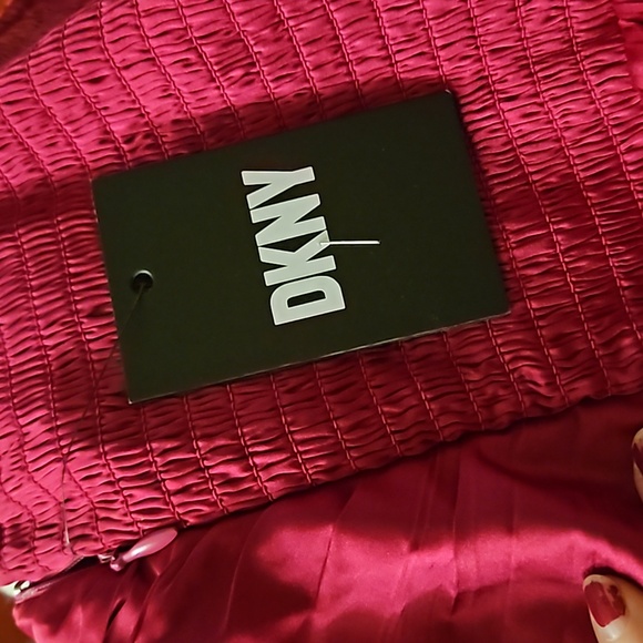 DKNY Plissé Halter Maxi Dress in Raspberry Cocktail NWT sz.16 crossover front - Picture 4 of 7